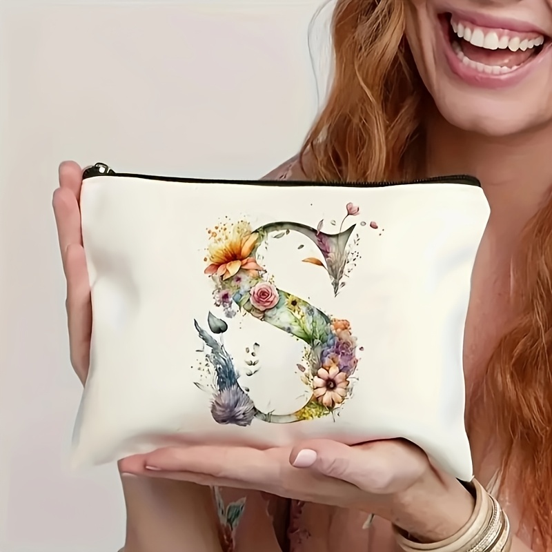 TEMU Cadeaux de Noël : Trousse de Toilette Fleurie avec Anglaises. Cette Trousse Cosmétique Polyvalente Peut Être Utilisée comme Sac à Main, Pochette