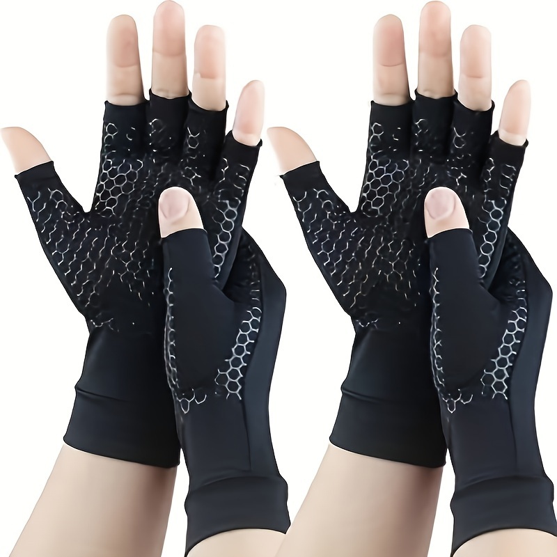 

1 Pair Of Copper Fiber Half-fingergloves With Touchscreen Function For Fitness