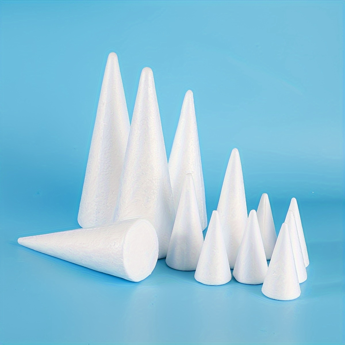 

12pcs White Foam Cones In Various Sizes - Ideal For Diy Crafts, Christmas Tree Decorations & Floral Arrangements