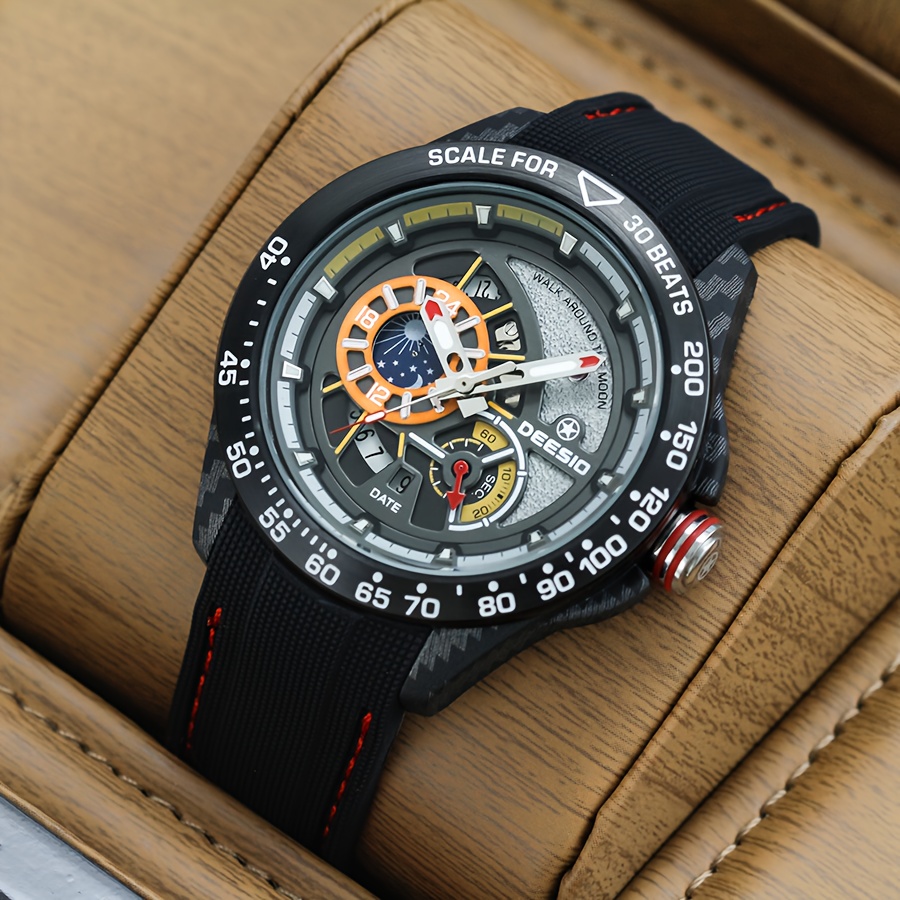 TEMU Latest Carbon Composite Material Watch - Men's Mechanical Watch - Fashion Trend - Mechanical Watch For Men - Valentine's Day Gift Watch