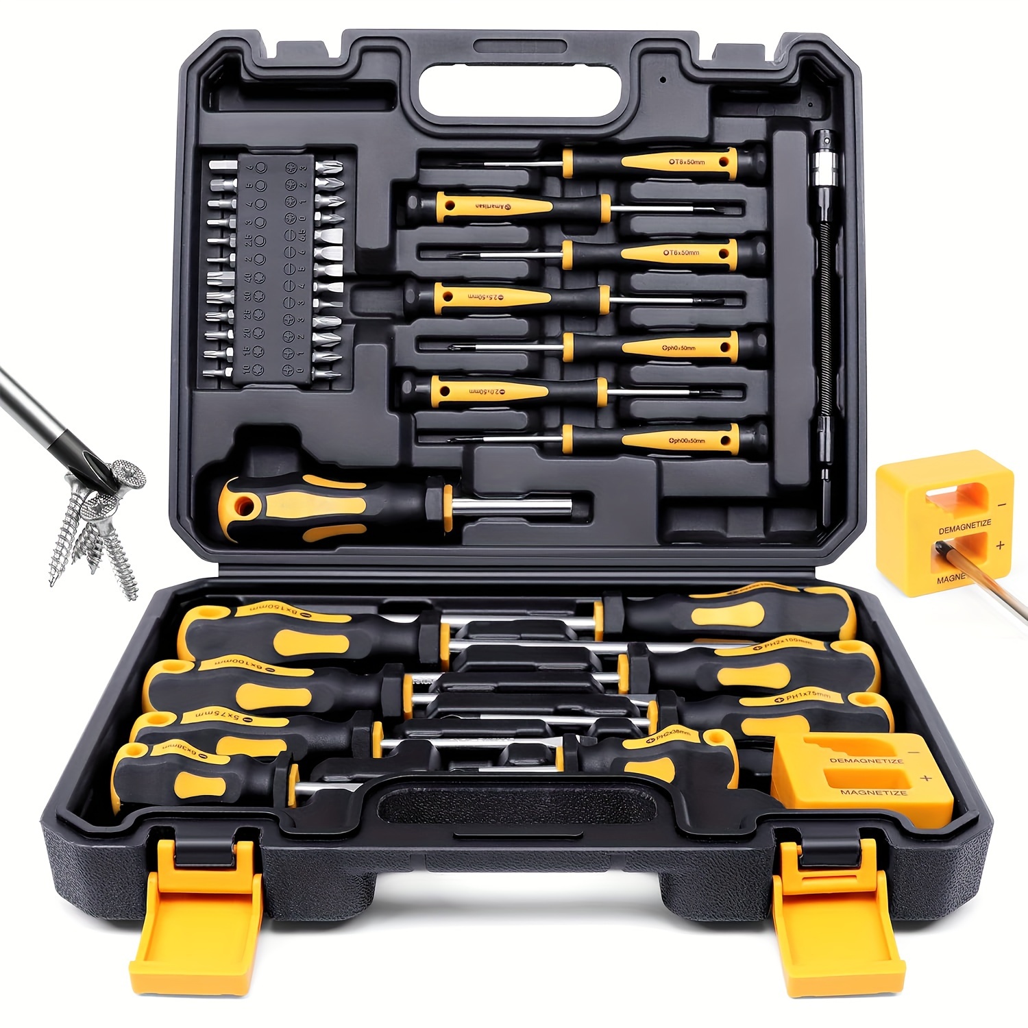 

43pcs Magnetic Screwdriver Set With Case - Includes , Slotted, Hex, Torx & , Demagnetizer Tool, Non-electric, Handles For Use, Precision Screwdriver Set