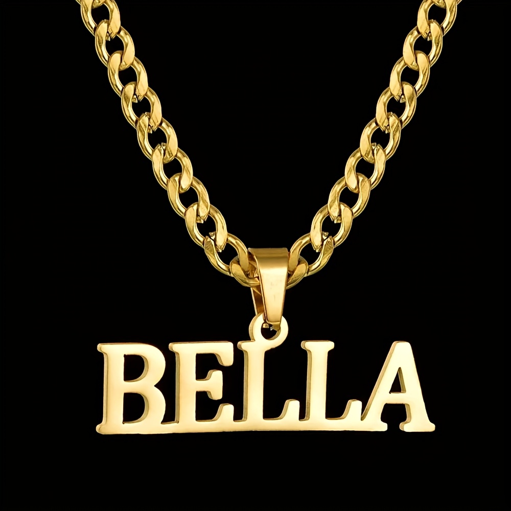 TEMU Personalized Women's Delicate Easy Name Necklace, 18k Golden Plated, Customizable English Name, Bohemian Style, Perfect Gift For Her, Birthday
