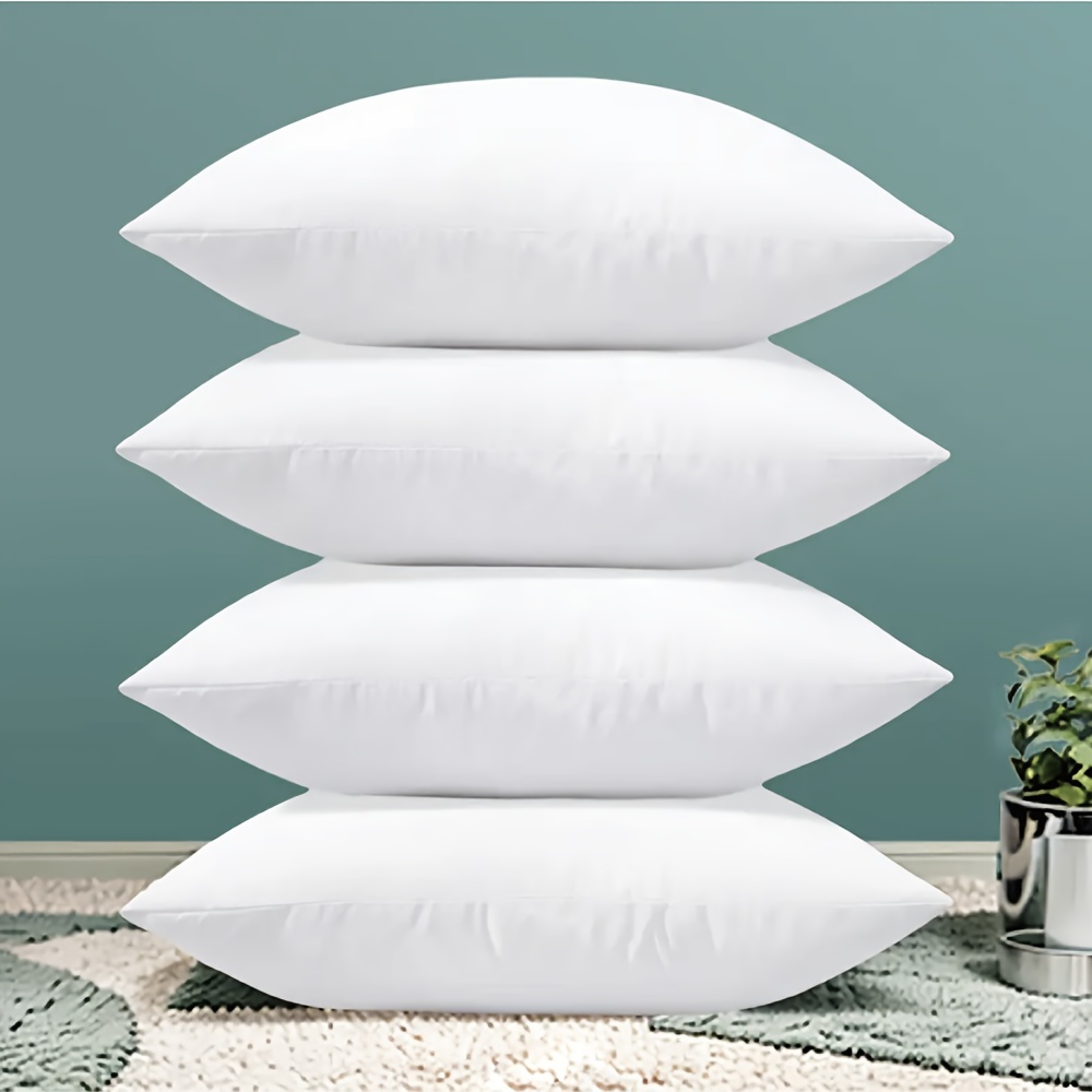 

4 coussins carrés hypoallergéniques, garnissage en polyester doux et respirant, usage polyvalent pour la décoration intérieure, la chambre à coucher, le bureau, le dortoir.