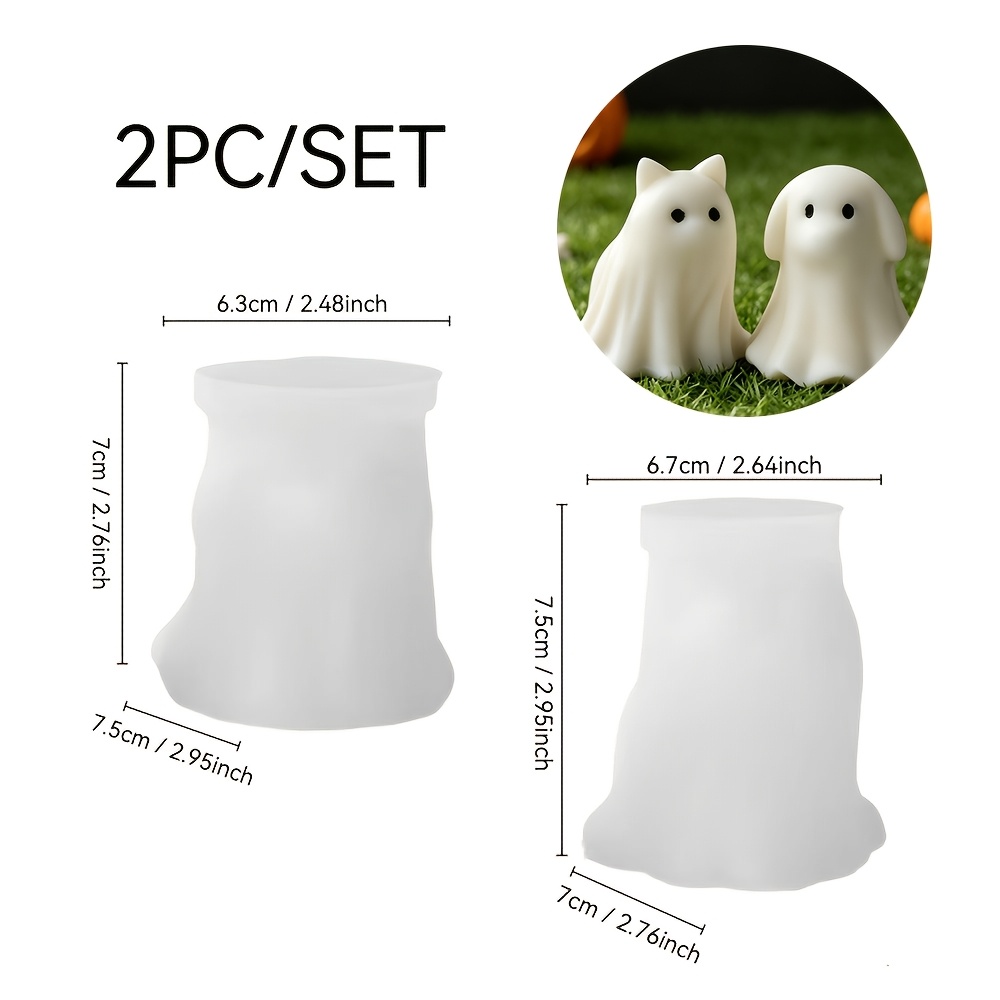 TEMU 2pcs Silicone Molds, Reusable, Sturdy And Durable, Halloween Style Candle Molds, Aromatherapy Candle Molds, Epoxy Resin Molds For Spooky
