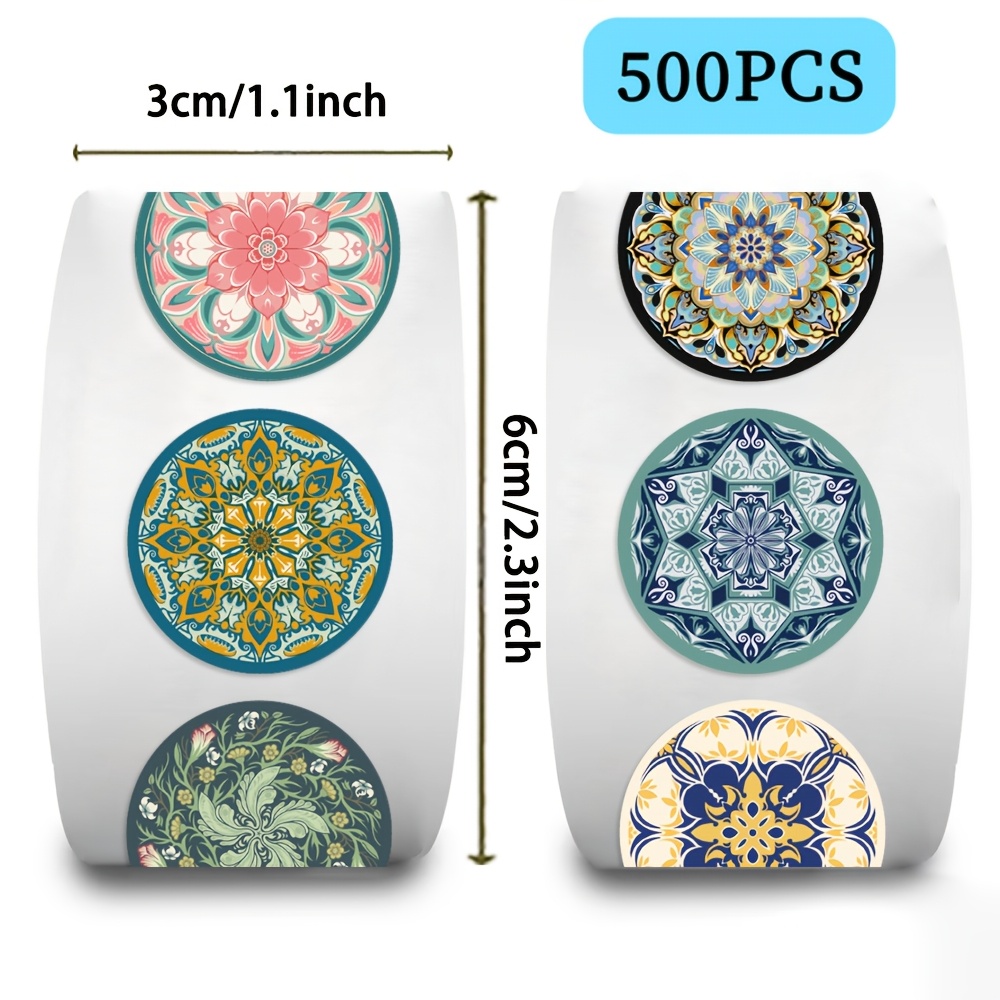 E-shop 500 Stück bunte Mandala Retro Design Rollen Aufkleber für Scrapbooking, Graffiti und Handy Geschenke