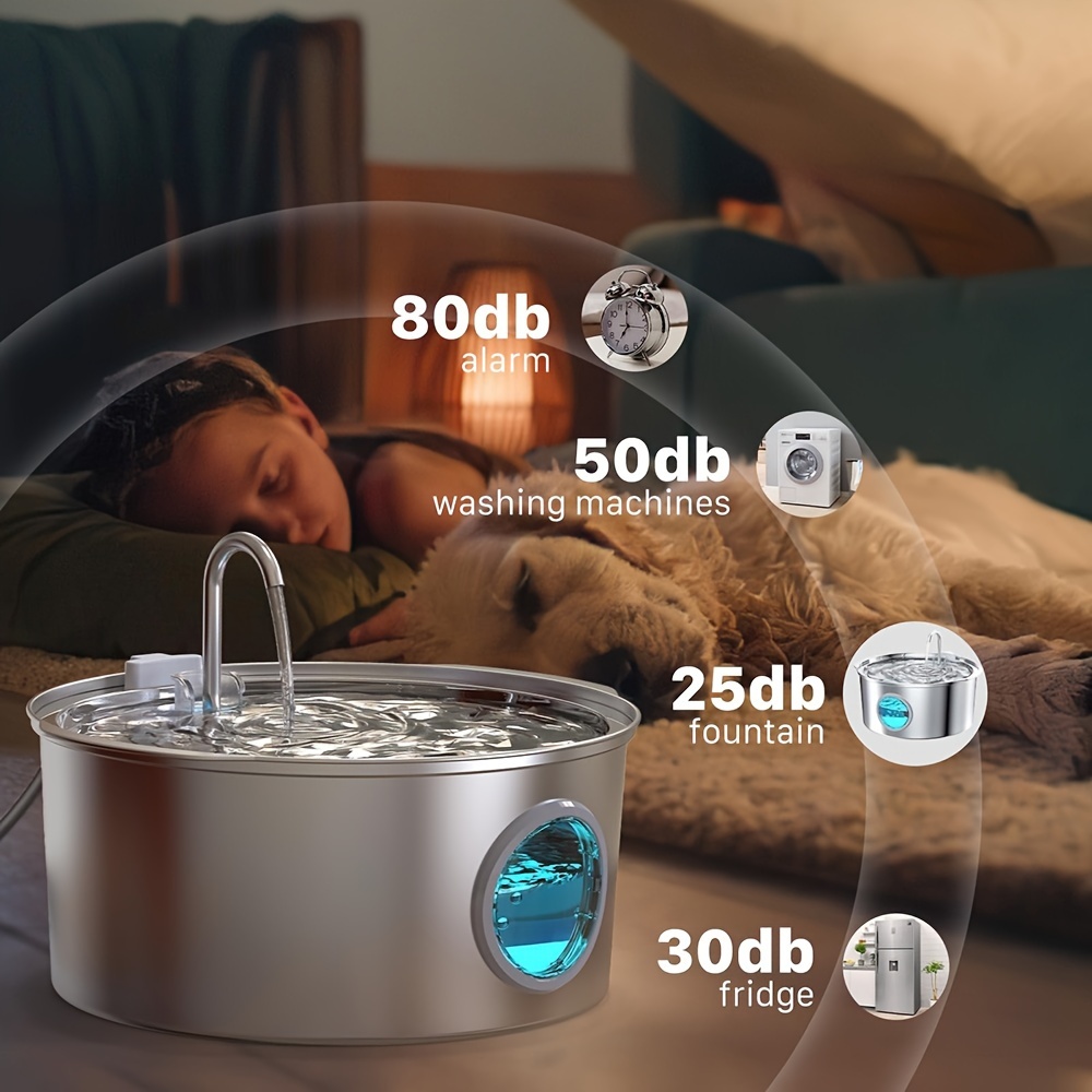 Ultimate 1.85gal Large Capacity Smart 304 Stainless Steel Dog Water Fountain - Automatic Pet Water Dispenser with Window, USB-Powered, No 5V 1A Plug, Replace Filter Chip & Clean Pump Monthly, Durable & Easy-Clean Design for Dogs & Cats, Dog Water Fountain, Cat Water Fountain, Modern Pet Accessory, Easyclean Material, Without Battery, Water Bowl for Dogs, Cat Fountain, Dog Water Dispenser, Cat Fountain Water 13 Ultimate 1.85gal Large Capacity Smart 304 Stainless Steel Dog Water Fountain - Automatic Pet Water Dispenser with Window, USB-Powered, No 5V 1A Plug, Replace Filter Chip & Clean Pump Monthly, Durable & Easy-Clean Design for Dogs & Cats, Dog Water Fountain, Cat Water Fountain, Modern Pet Accessory, Easyclean Material, Without Battery, Water Bowl for Dogs, Cat Fountain, Dog Water Dispenser, Cat Fountain Water - Image 13