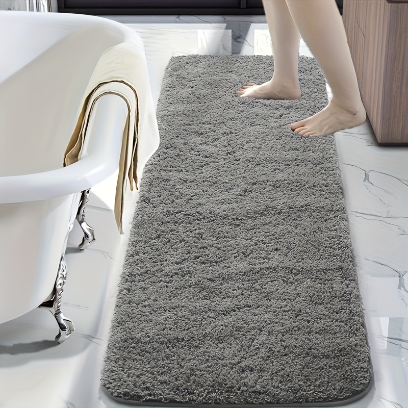 Image of 1pc Bathroom Mat, Fluffy Carpet, Absorbent Non-slip Mat, Door Mat, Floor Mat, Bathtub Mat, Microfiber Material, Pvc Backing, All Scenes Kitchen, Bathroom, Bedroom, Entrance Door