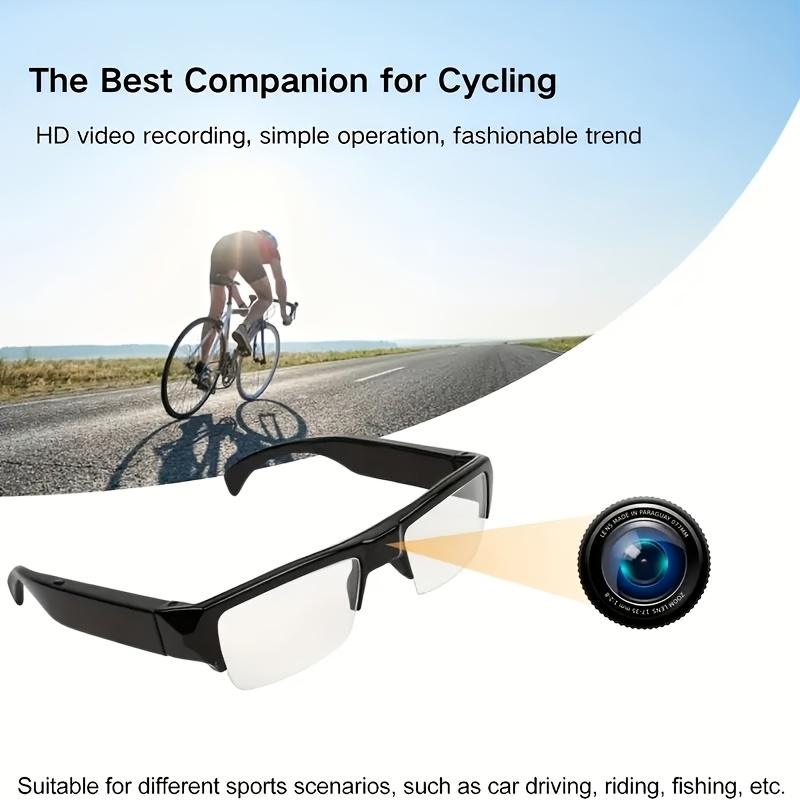 [1080HD Smart Glasses] 1080HD Smart Glasses | 64GB Storage, Lightweight Body Camera for Cycling, Motorcycle, Car & Fishing, Anti-Glare Lenses, Adjustable Head Strap, High Quality Design, Outdoor Recording, Sleek Glossy Finish, Durable Construction
