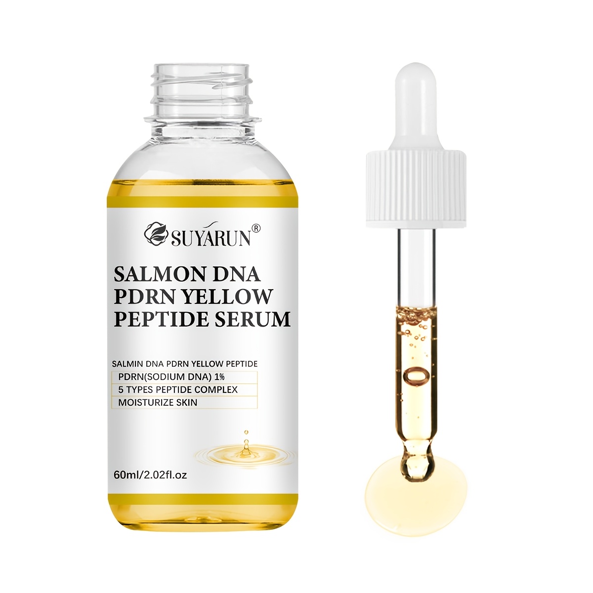 Suyarun Salmon Dna Yellow Peptide Serum, Sodium Dna Peptide Complex And Hyaluronic Acid, Brightening And Firming, Oil-control And Hydrating, Suitable For , Unisex. Father's Day, Mother's Day Gift