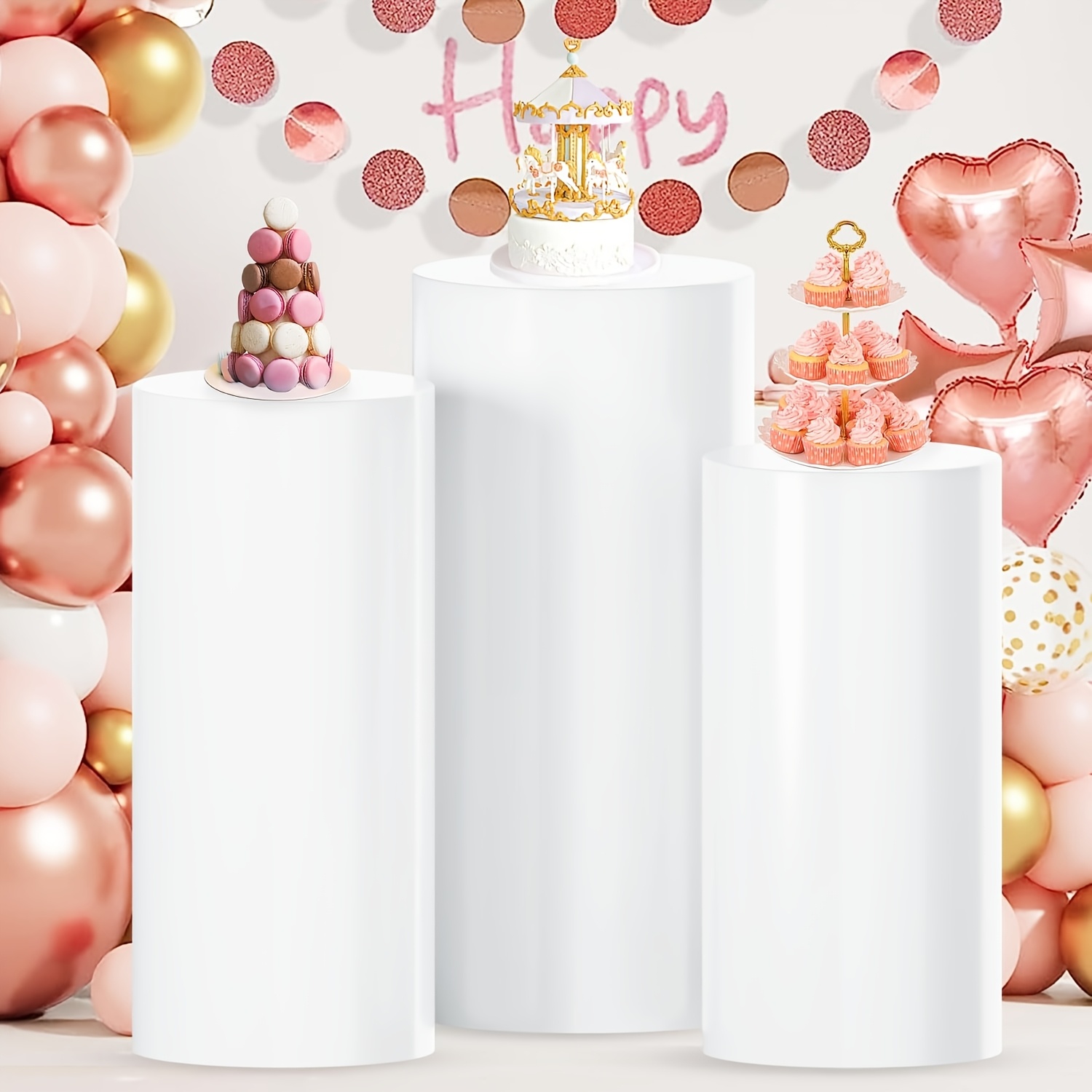 Lot De 5 Supports Cylindriques Ronds Pour Décoration De Fête, Socles