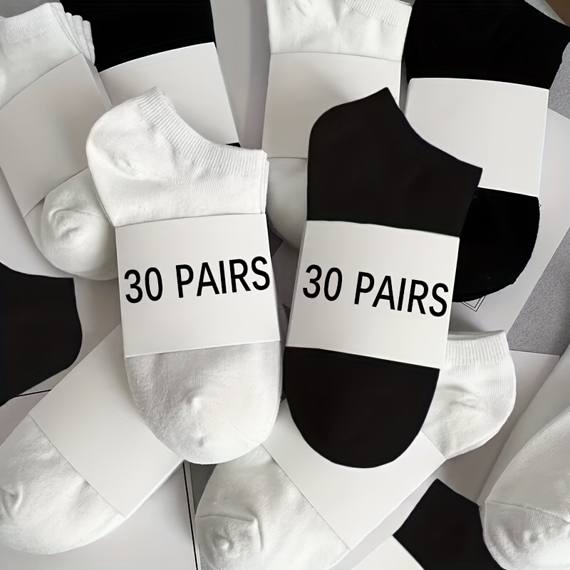 

5/6/10/15/30 Pairs Unisex Solid Ankle Socks, Simple & Comfy All-match No Show Socks, Women's Stockings & Hosiery