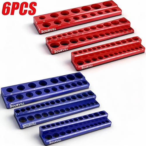 item picture magnetic socket organizer set 6pcs toolbox drawer socket holders in 1 4 3 8 and 1 2 metric and sae sizes holding 143 standard and extra long sockets it a lovely fathers day gift