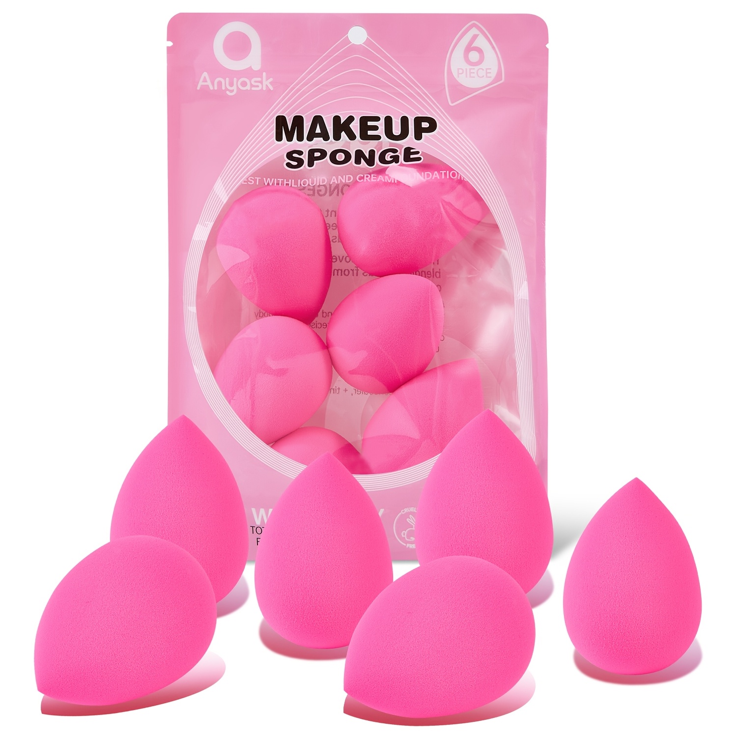 

Makeup Sponge For Blending, Pink Makeup Sponge Set, Sponge, For Flawless Application Of Liquid, Cream, And Powder Cosmetics Red