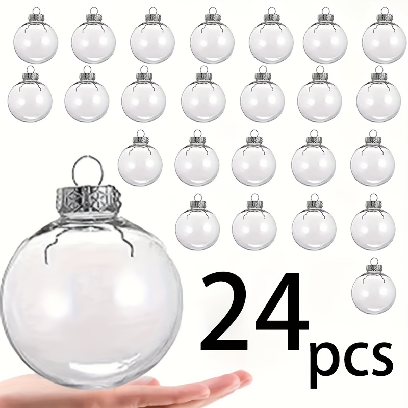 TEMU 24 Clear Plastic Ball Ornaments For Handmade Diy Christmas Stuffed Plastic Decorative Balls 4cm Hanging Light Bulb Ornaments For Handmade Projects Christmas Party Wedding Home Decor