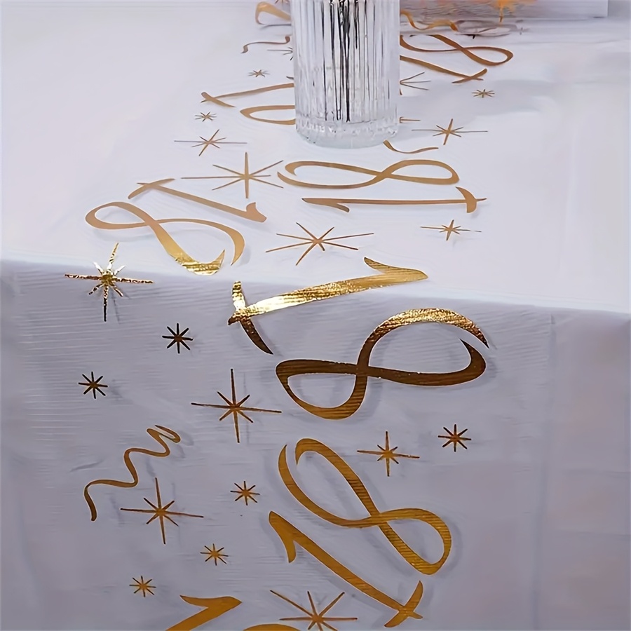 Image of Elegant Table Runner With Stars & Swirls - Perfect For 18th Birthday Parties, Family Dinners, Weddings, And Celebrations - Rectangular Polyester Design, Party Decor