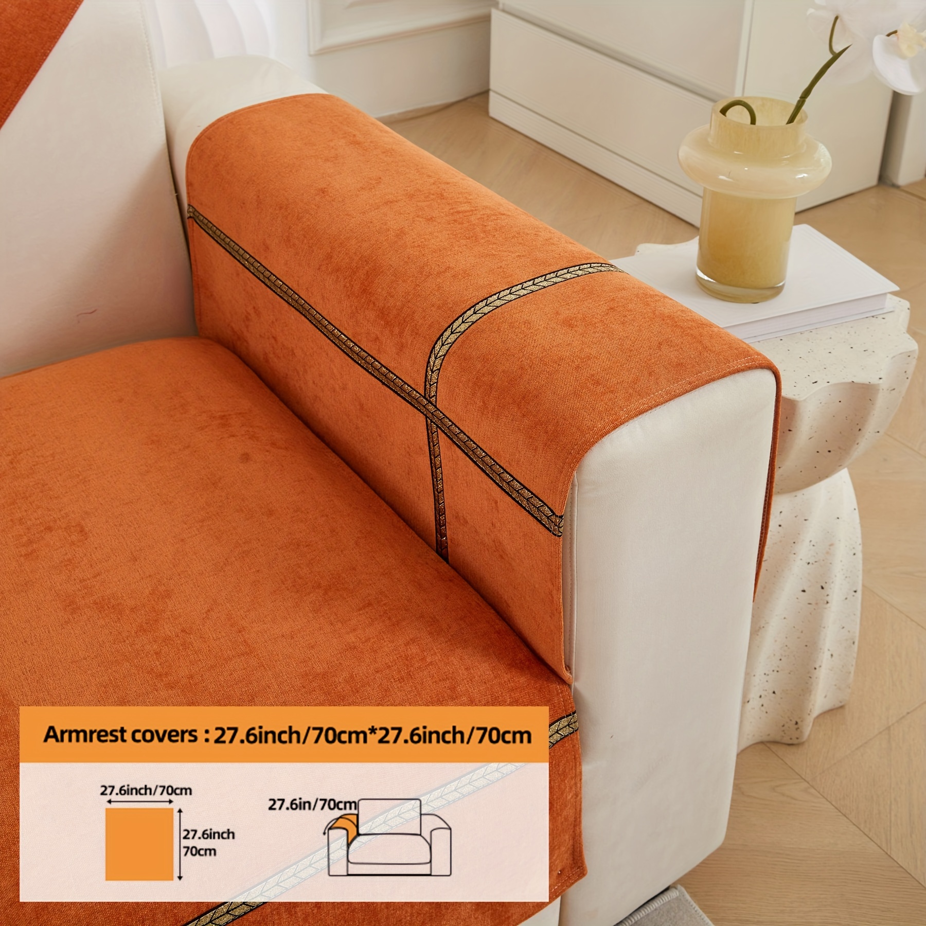 TEMU Copridivano stile boh矇mien 1 pz, copertura per in ciniglia con nastro liscio, adatta per a 4 , a 2 , poltrona, combinato a 3 , morbida copertura