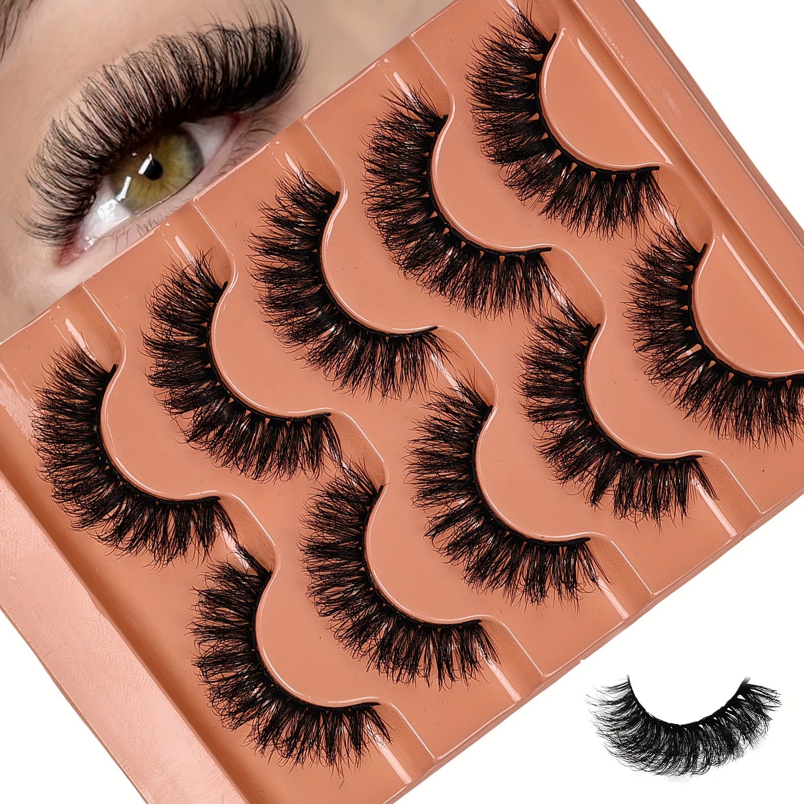 

5 Sets Of -style Lashes, Featuring Multiple And A Single-piece Design With A Curve, Suitable For European And .