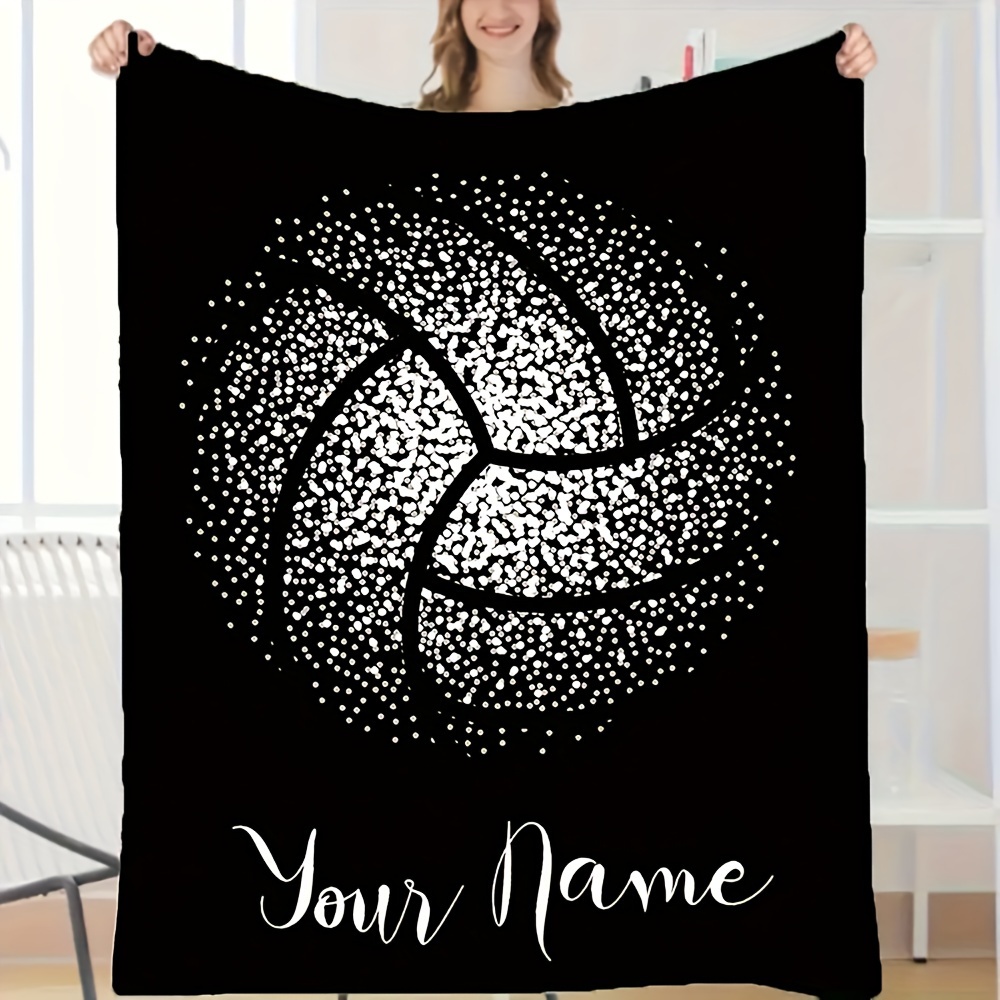 

1pc Customized Personalized Name Volleyball Blanket – Flannel Blanket, Suitable For Sofa, Bed, Travel, Camping, Living Room, Office, Chair – Machine Washable