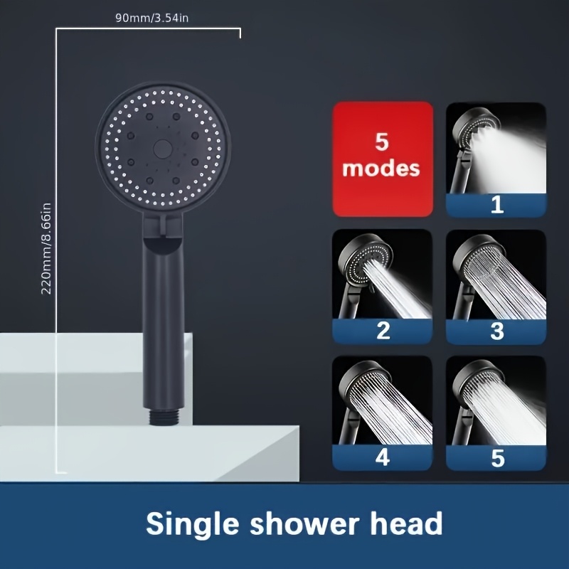 5-Mode High-Pressure Shower Head - Water-Saving Adjustable Spray, Easy Hang/Insert Installation, Durable Plastic Construction with Thin Mist Technology for Enhanced Bath Experience