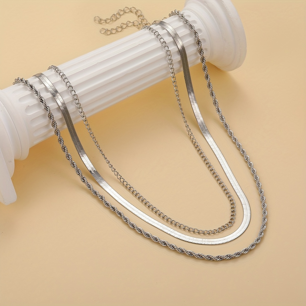 Women's 18K Gold Plated Layered Stainless Steel Necklace Set