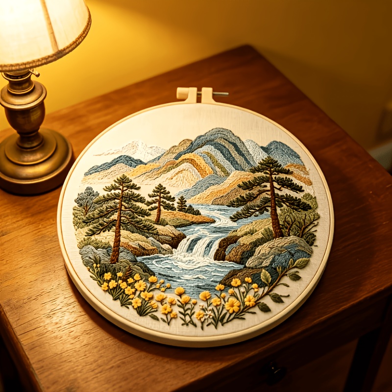 Embroidery Kit, Rainbow Mountain Handcraft Material Pack