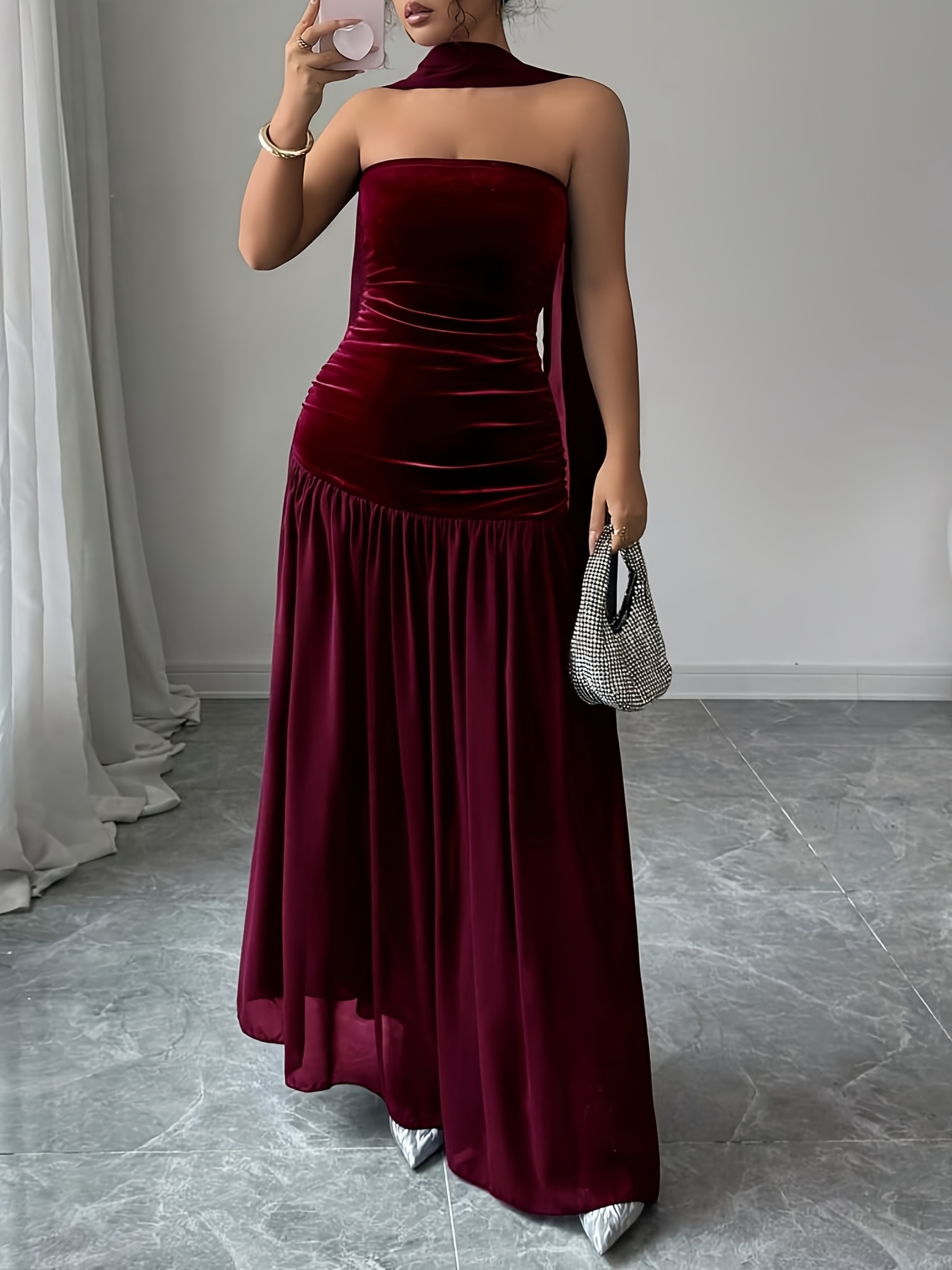 burgundy dresses sold on Temu Australia