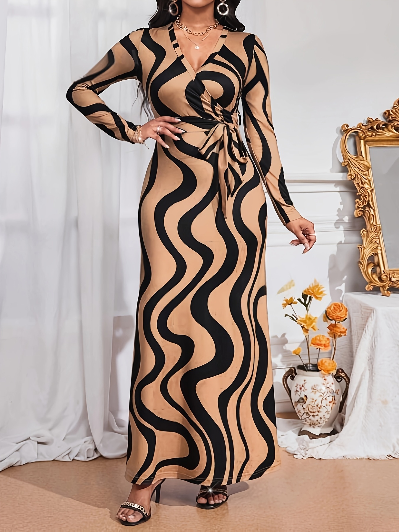 fitted lace wedding dress Cicy Bell Womens Long Sleeve Maxi Dress Bodycon Tie Waist Fall Elegant Crew  Neck Cocktail Party Dress Black at Amazon Women's Clothing store