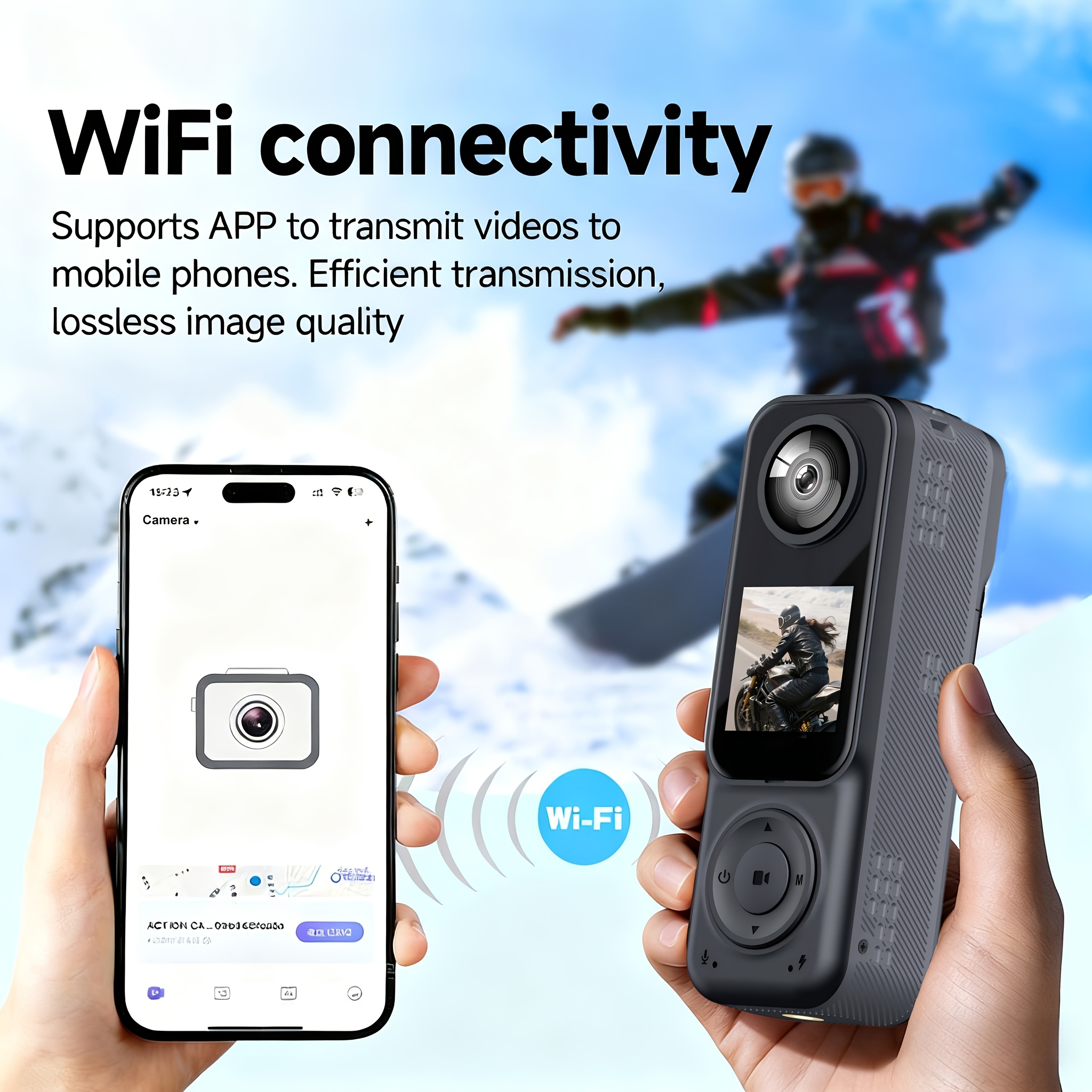 Dual 1440P Front/Rear Action Camera with Color Screen & - - Vlogging Camera Suitable for Sports/Travel, Dual Recording,, Holiday Gift ()
