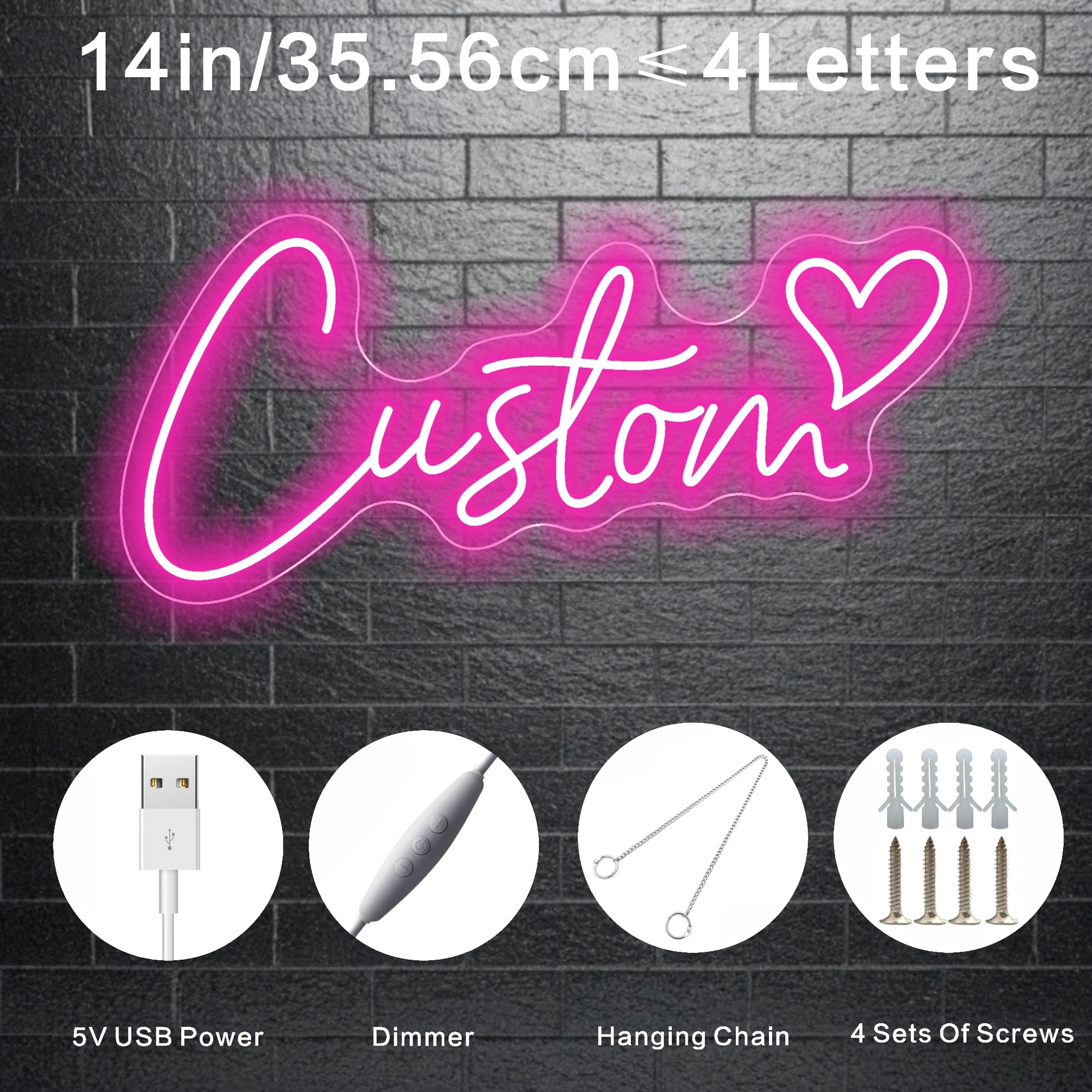 E-shop Personalisierte Neon Schilder, dimmbar und mit USB-Anschluss, für Wanddekoration, geeignet für Hochzeiten, Geburtstagsfeiern, Schlafzimmer,
