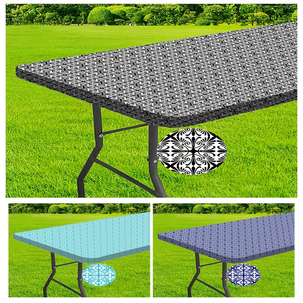 

Nappe Extérieure Étanche et Lavable de 6 Pieds avec Bords Élastiques - Parfaite pour le Camping, les - et les Fêtes de Jardin - Polyester , Bleu Marine