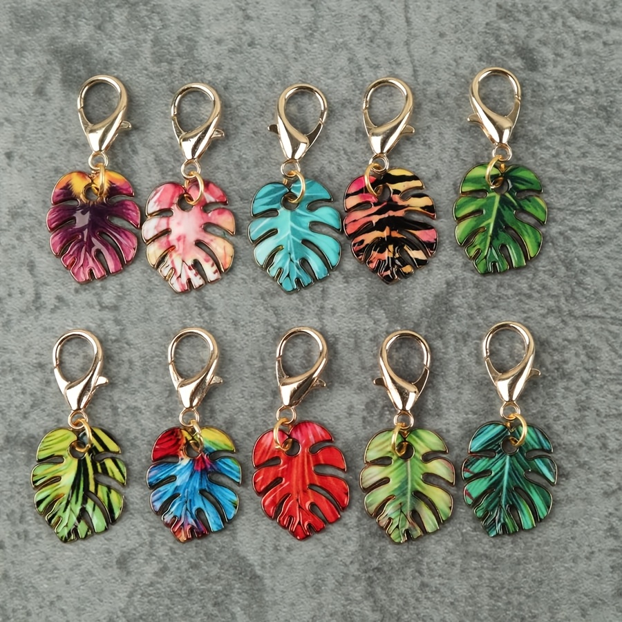 TEMU Gift For Her/him 10pcs Leaf Keychain Set Hawaiian Series Suitable For Various Party Decorations Bag Decorations Small Pendant Suitable For