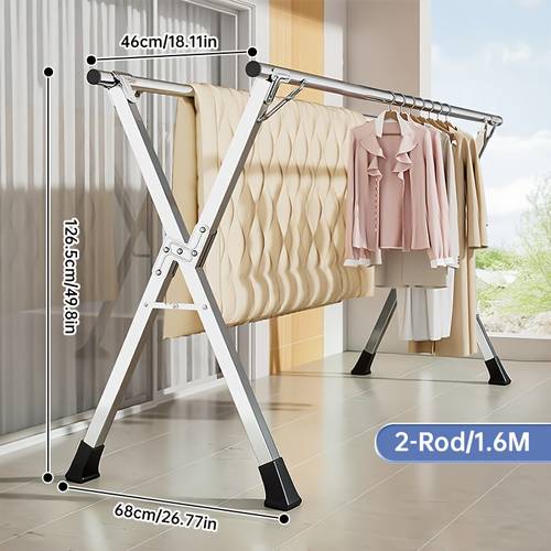 stainless steel folding clothes drying rack 1pc space saving 199 9cm telescopic laundry drying rack collapsible drying line for balcony laundry room indoor outdoor no assembly needed ideal gift suitable for drying line
