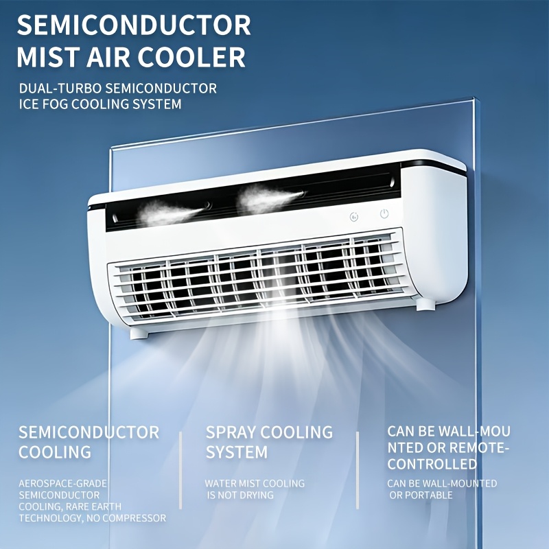 Ventilateur de refroidissement à semi-conducteur 3-en-1 avec humidificateur, ventilateur mural suspendu pour cuisine, maison, bureau, affichage numérique, ventilateur de bureau portable et USB pour ca
