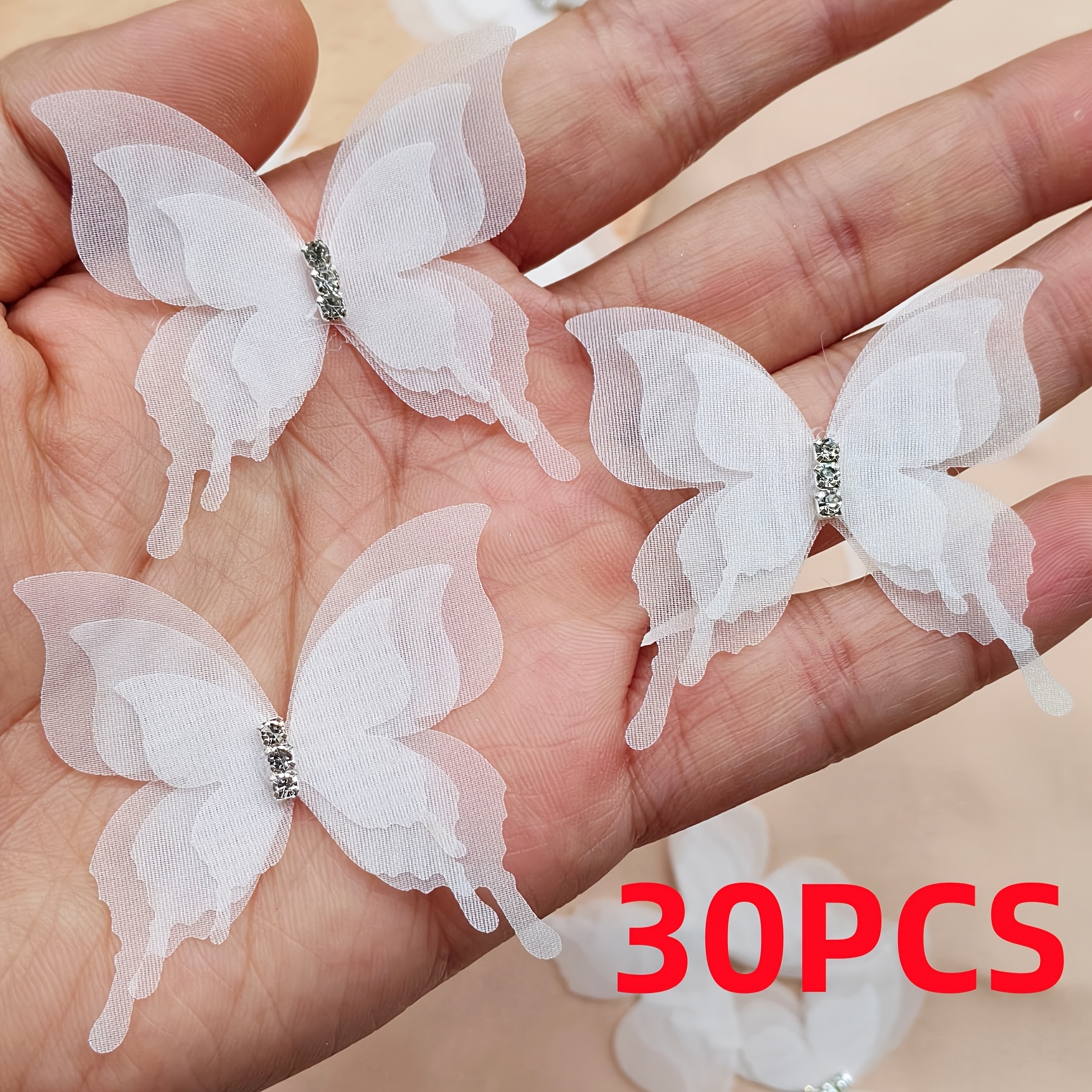 E-shop 30 Stück Mini Organza Schmetterlinge, 3D Simulation Pastell Schmetterling Dekorationen, Geeignet für Bastelarbeiten, Kopfbedeckungen, Foto