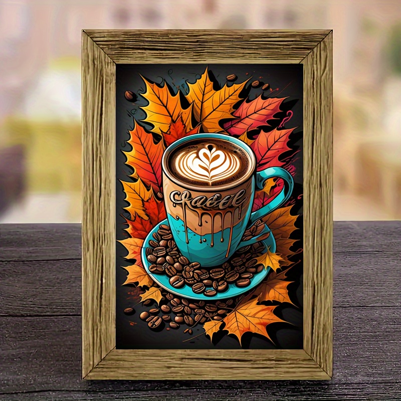 

1pc Coffee Cup Pattern Rhinestone Painting Kit, Diy 5d Round Full Rhinestone Painting Mosaic Craft, Handmade Set, You Can Create Amazing Artwork, Suitable For Home Wall Decoration.(20x30cm)