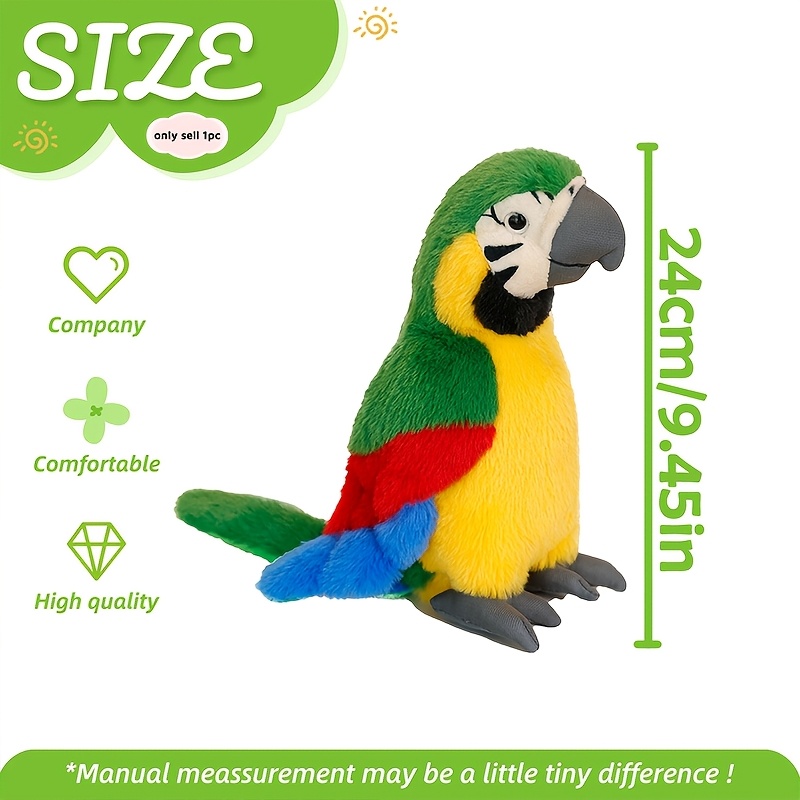 Adorable Parrot Plush Toy, Fluffy Bird Stuffed Animal