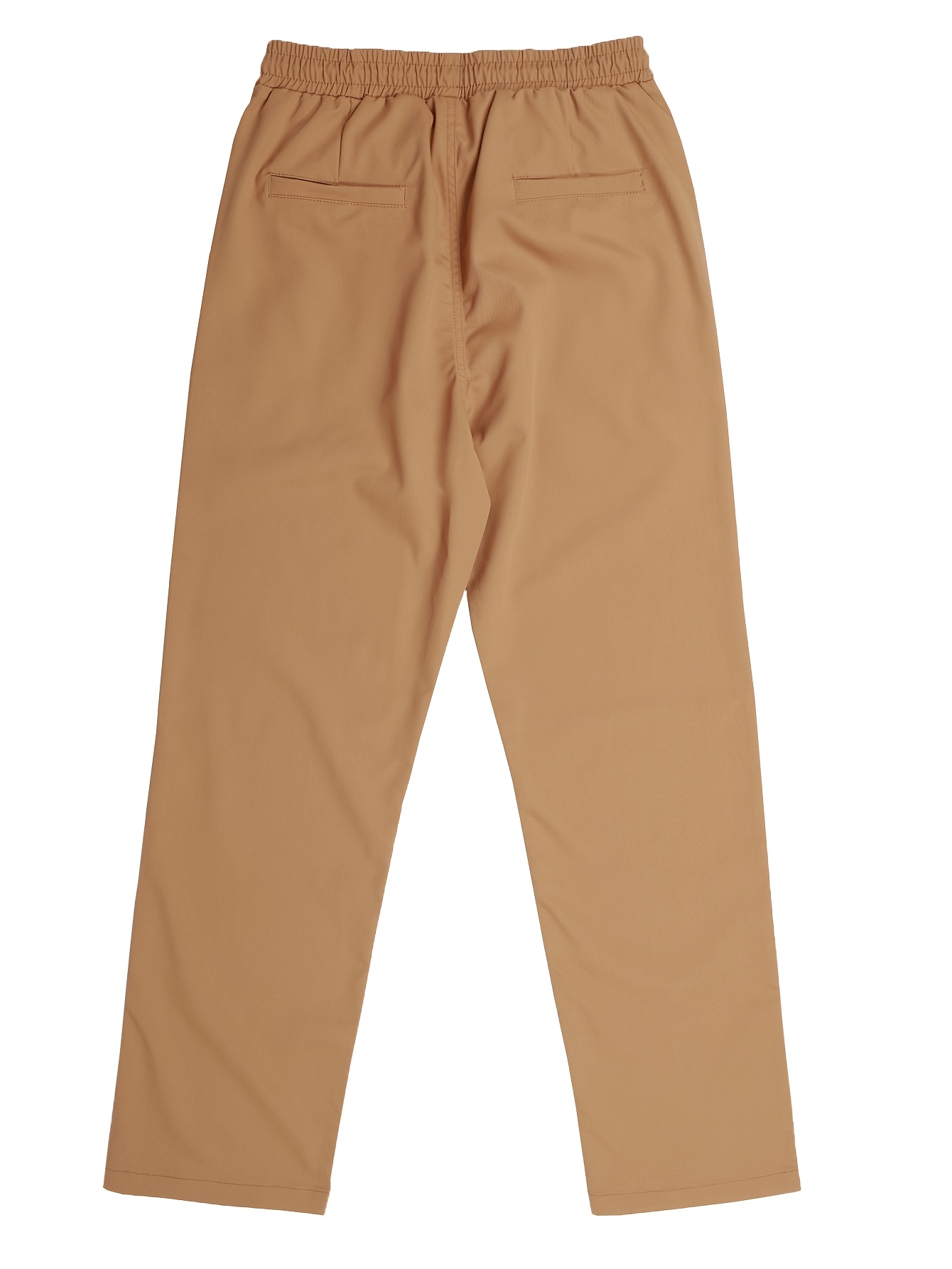 casual mens loose straight leg drawstring pants non stretch solid color belt regular length Product details 2