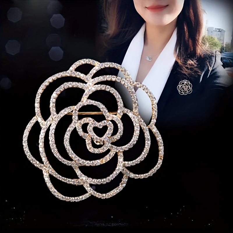 

1pcs/set Exquisite Shiny Camellia Brooch Suitable For Women Fashion Wedding Party Accessories