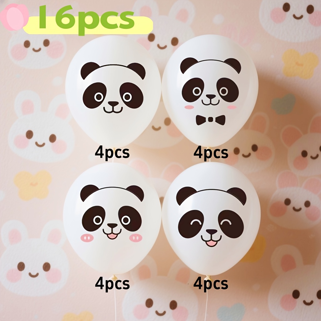 Image of Panda-themed Latex Balloons, Birthday Party Balloons With Panda Prints, Decorations, And Supplies For Birthday Celebrations