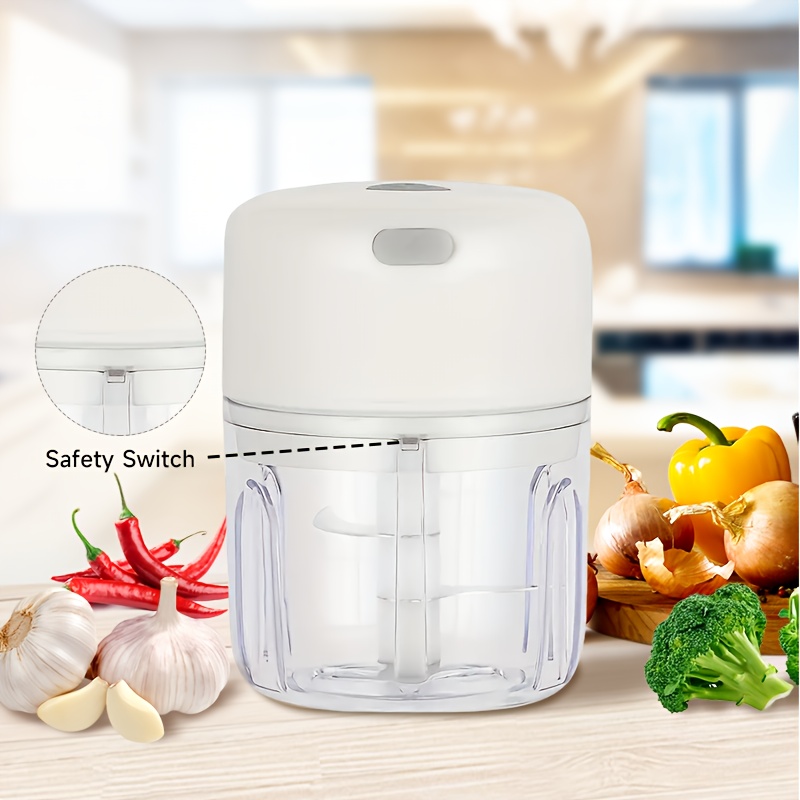 usb rechargeable mini electric garlic chopper food mill portable   for mashing garlic ginger chili onion meat durable plastic 36v safe voltage easy clean kitchen appliance garlic masher sleek appliance transparent container Product details 5
