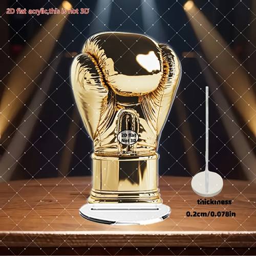 2d flat acrylic boxing medal trophy decoration 7 87x4 92 inches features realistic texture details suitable for home office shelves championship souvenirs inspirational gifts and presents for boxing enthusiasts 2d flat design