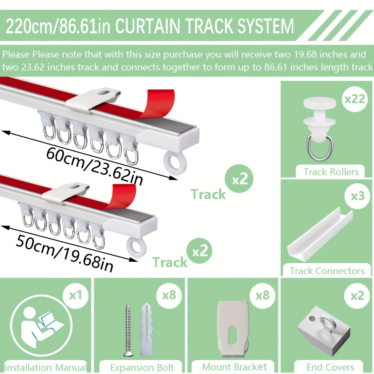 TEMU 4-in-1 Adhesive And Curtain - Ceiling/wall Mount, Adjustable Length, For Bathrooms, Windows, Room Dividers, Cabinets And More