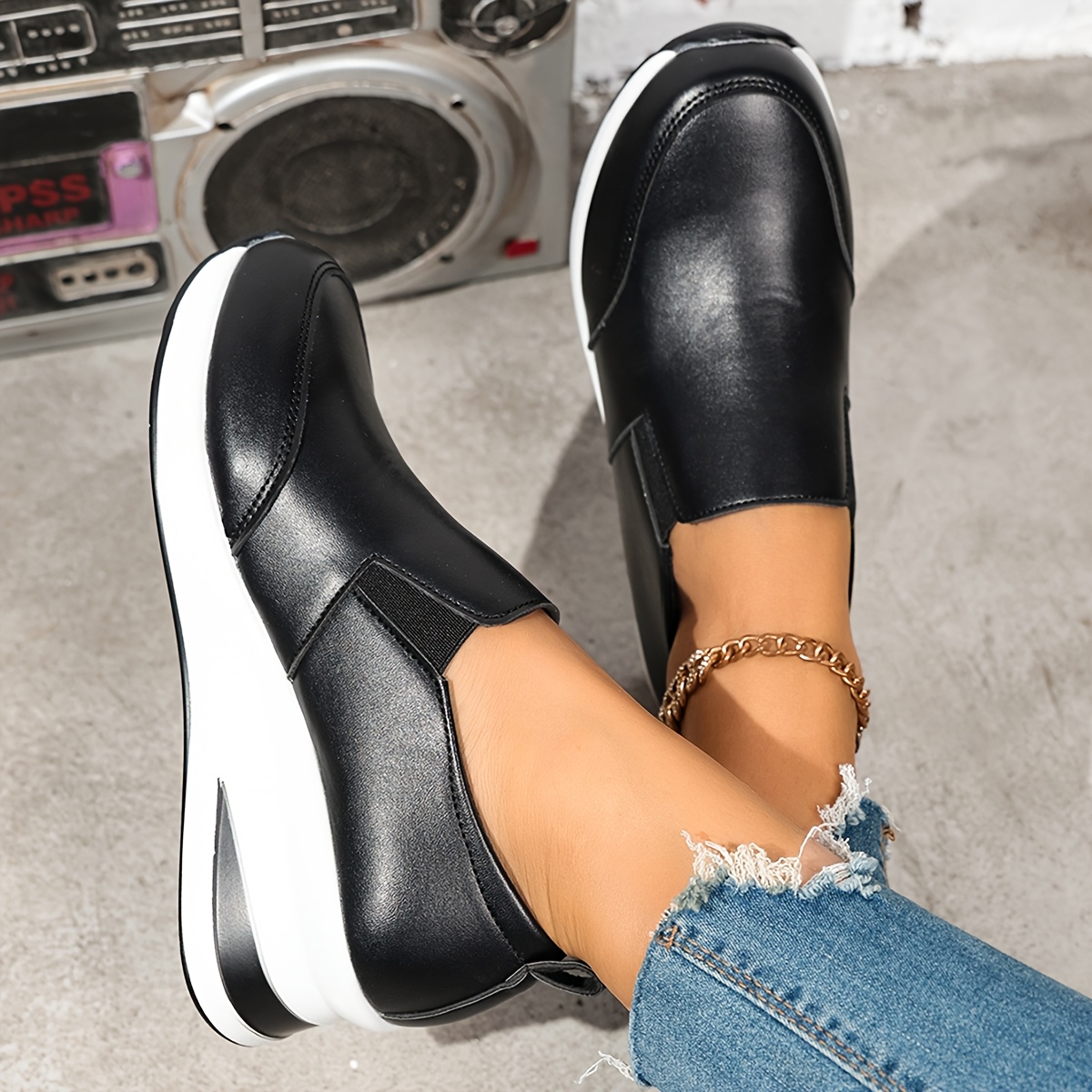 TEMU Spring/autumn New Arrival 2026 Plus Size Women's Casual Shoes, Thick Sole Comfortable Sporty Style Flat Shoes, Trendy Skate Shoes, Women Shoes,