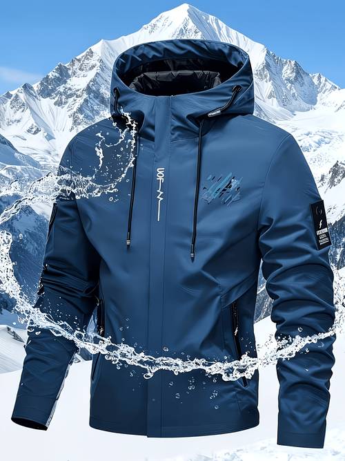 mens heavy duty high quality without feeling heavy hooded windproof jacket suitable for and full zip with logo patch pockets soft casual hiking fishing jacket autumn commuting windproof