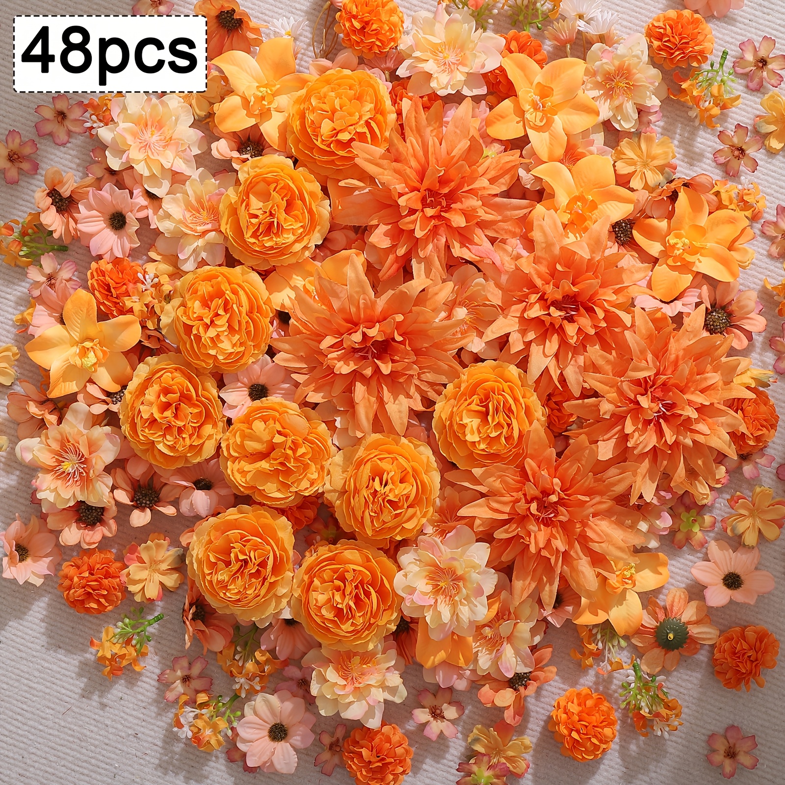48pcs High-quality Artificial Flowers Bulk Fabric Flowers For Craft And Diy Wedding Bouquets Garland Album Cake And Home Decorations