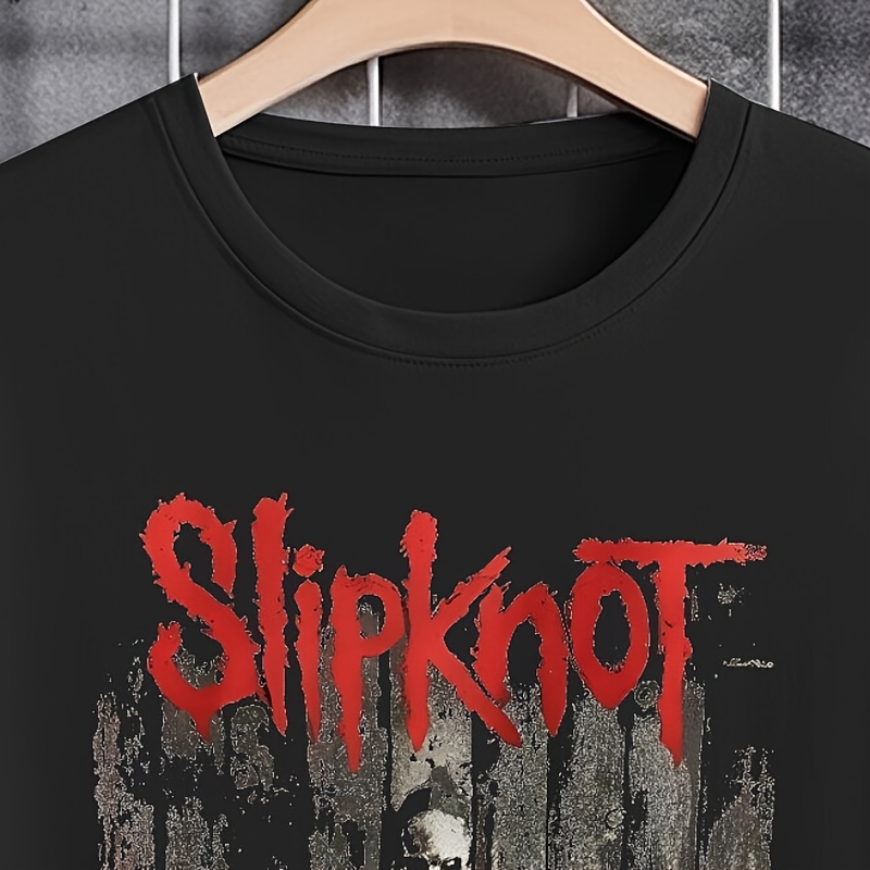 

Men's Casual Crew Neck T-shirt, Slipknot , 100% Polyester Knit Fabric, Stretch, Regular Fit, Summer Top For Adult - Gift Idea