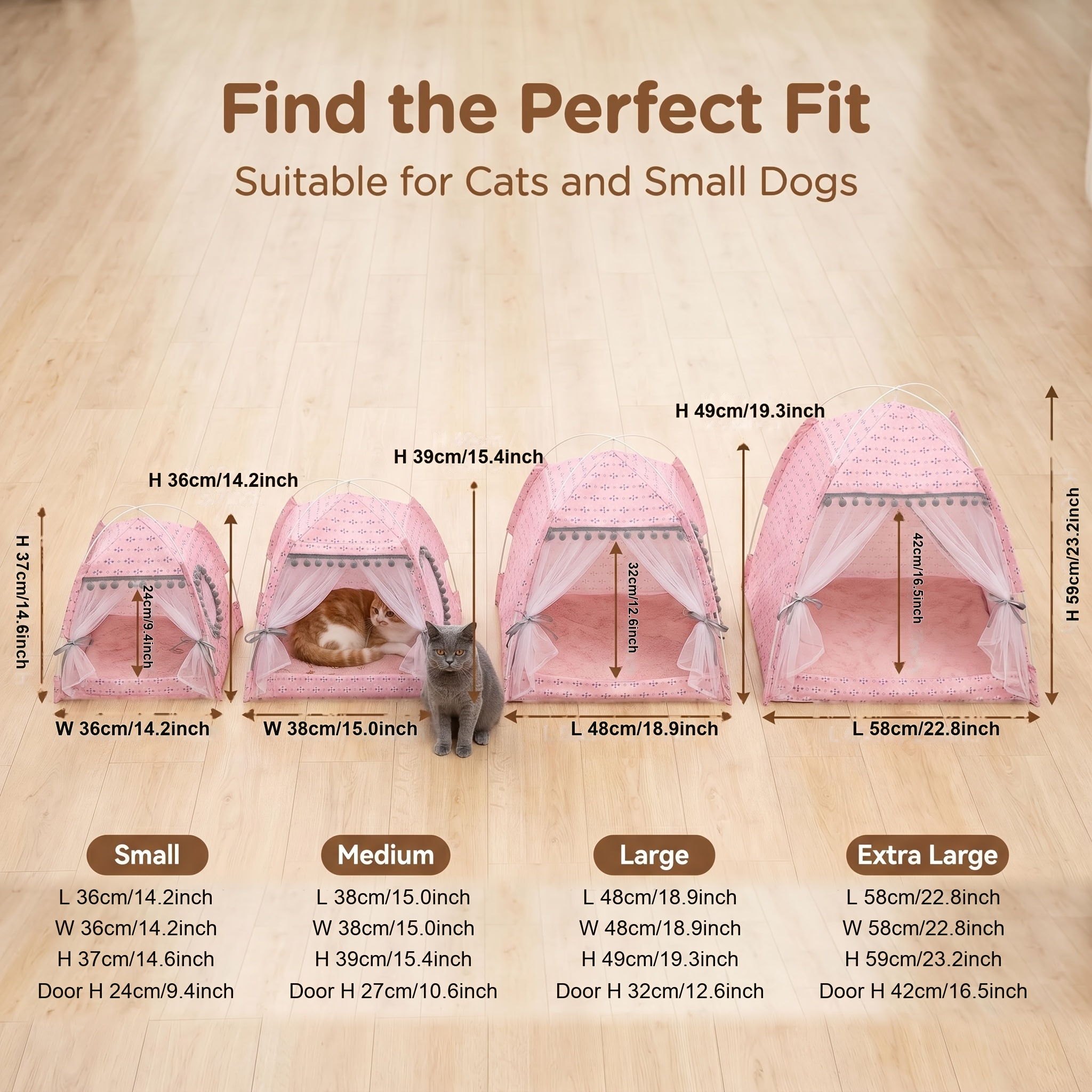 TEMU Floral Sheer Curtain Pet Tent Nest, Breathable Mesh Enclosed Cat House, Princess-style Tent For Small Cats And Dogs, Girly Floral Pom-pom Pet