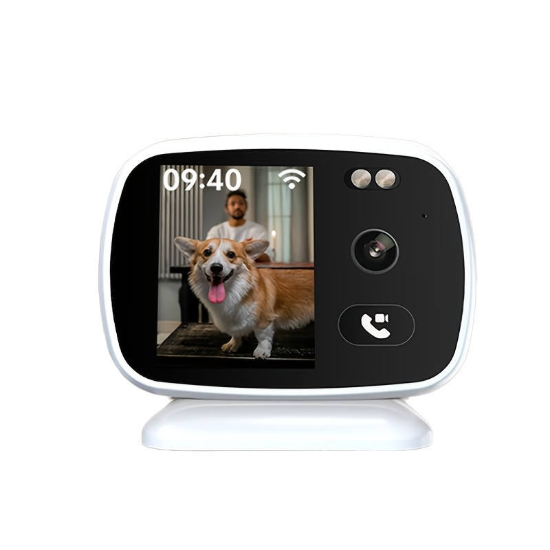 Phansatim Smart Indoor Security Camera With Screen, 2.4ghz Wifi Home Camera For Video Calling, Audio, Night Vision, Detection Alerts, Control, Cloud Storage Trial, Pet & Elderly