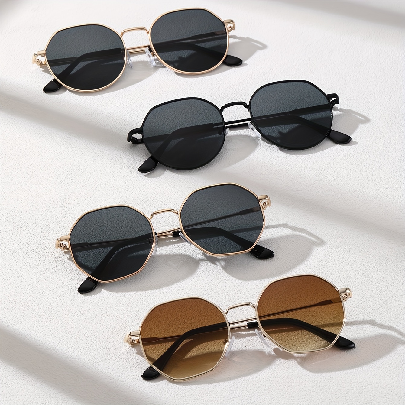 

4pcs Men Retro Classical Fashion Metal Geometric Frame Glasses, For Outdoor, Vacation, Party, Business And Daily Life Decoration
