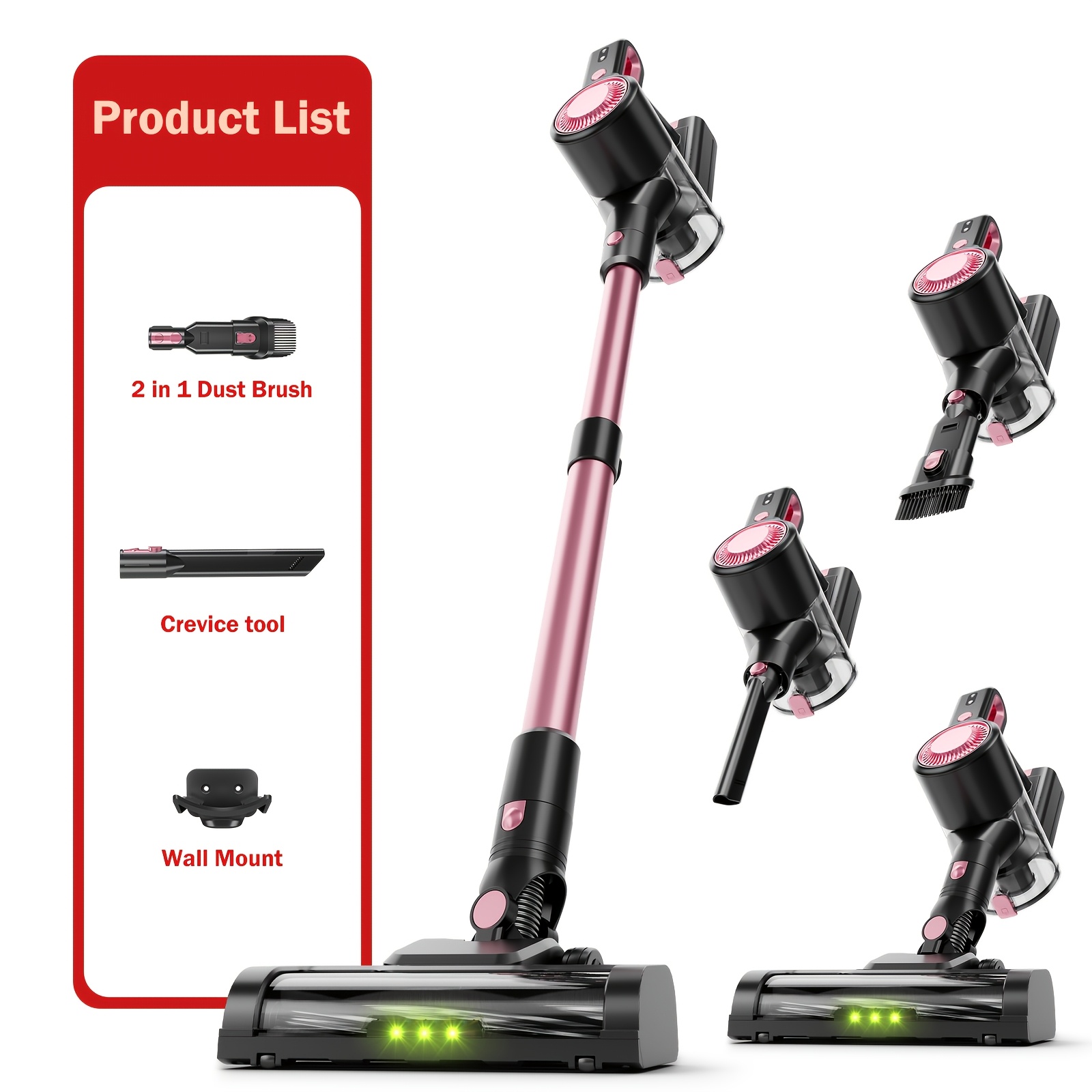 TEMU Cordless Vacuum Cleaner, , 45 Minutes , Self-standing, Anti- Brush, Rechargeable Lightweight For Home Vacuum Cleaner, Hardwood Floors, Pet Hair,